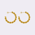 Fashion Geometric Trendy 18K Gold Plated Chunky Twisted Hoop Earrings Rope 316L Stainless Steel Unisex Anniversary Wholesale