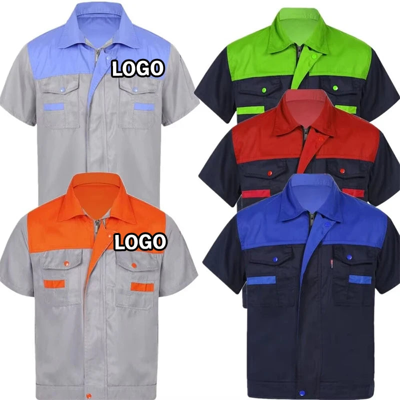 Custom Logo Summer Car Wash Industry Labor Suit Safety Long Sleeve Work Wear Clothes Uniform Workwear