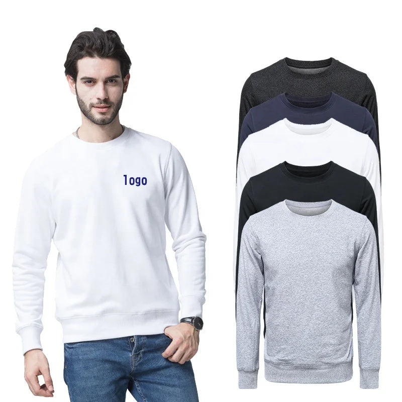 Custom Men Light Soft Pullover Long Sleeve Streetwear Breathable Anti-wrinkle Multicolor Men's Sweatshirt for Winter