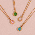 Dreamshow Colorful Natural Stone Water Drop Opal Pendant Necklace 18k Gold Plated Stainless Steel Necklace Design Jewelry