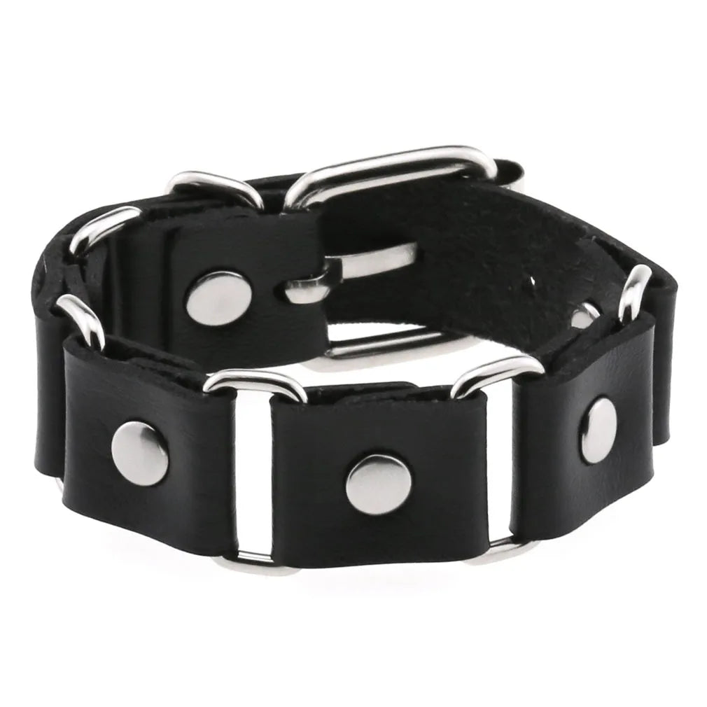 Whole Sale Personalized Buckle Bracelet Punk Gothic Creative PU Leather Splice Adjustable Bangle Bracelet