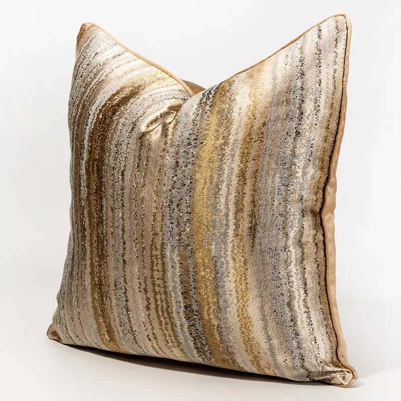 Jacquard Luxury Style Stripe Throw Pillow Cover Soft Pillowcase Cushion for Bed Sofa Couch Decoration 18x18inch