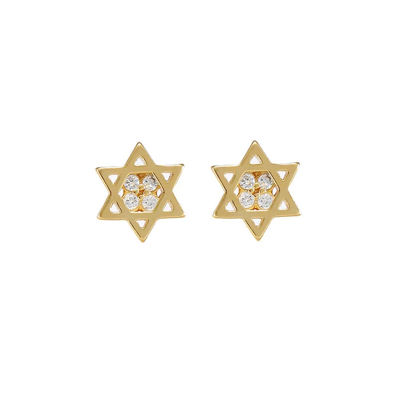 New Hot Fashion 925 Sterling Silver Crystal Six-pointed Star Earrings for Women Girls Gift Fashion Statement Jewelry