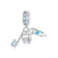 925 Sterling Silver Three-piece Toothbrush Set Pendant Charms Tooth Beads Fit Women Bracelet & Necklace Fine Jewelry SCC2657