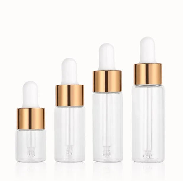 5ml 10ml 15ml 20ml Flat Shoulder clear Glass  Essential Oil Serum  Dropper Bottle with Pipette