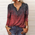 Women's Vintage Bohemian Paisley Geometric Flower Pattern Printed Long Sleeve Blouses Casual V Neck Tops Shirts