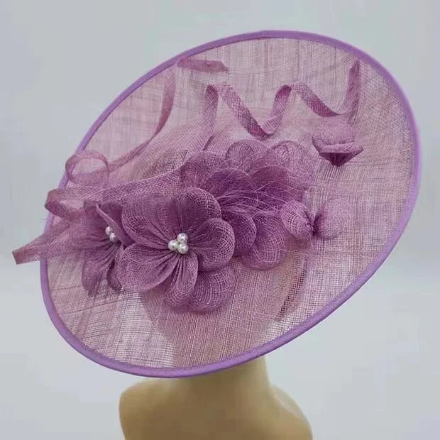 High Quality Handmade Natural Gauze Wedding Derby Church Baptism Kentuchy Royal Ascot Hairband Sinamay Fascinator Hats Ladies