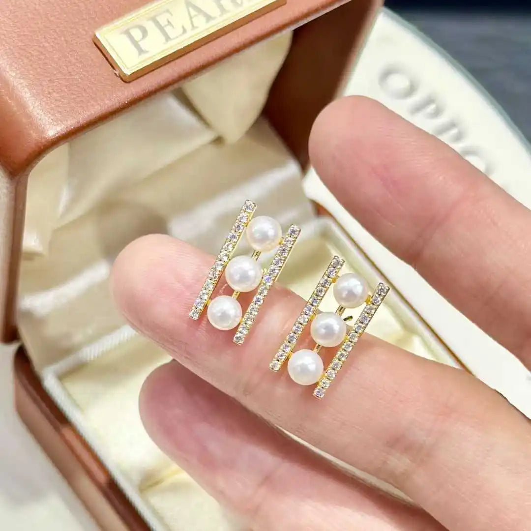 New Balanced Fungus Nail Stud Earrings 4-5mm Natural High-quality Freshwater Pearl Flower Shape Trendy Anti Allergic Design