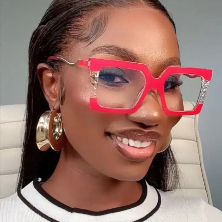 Fashion Square Blue Light Blocking Oversized Glasses Women Optical Eyeglasses Frames