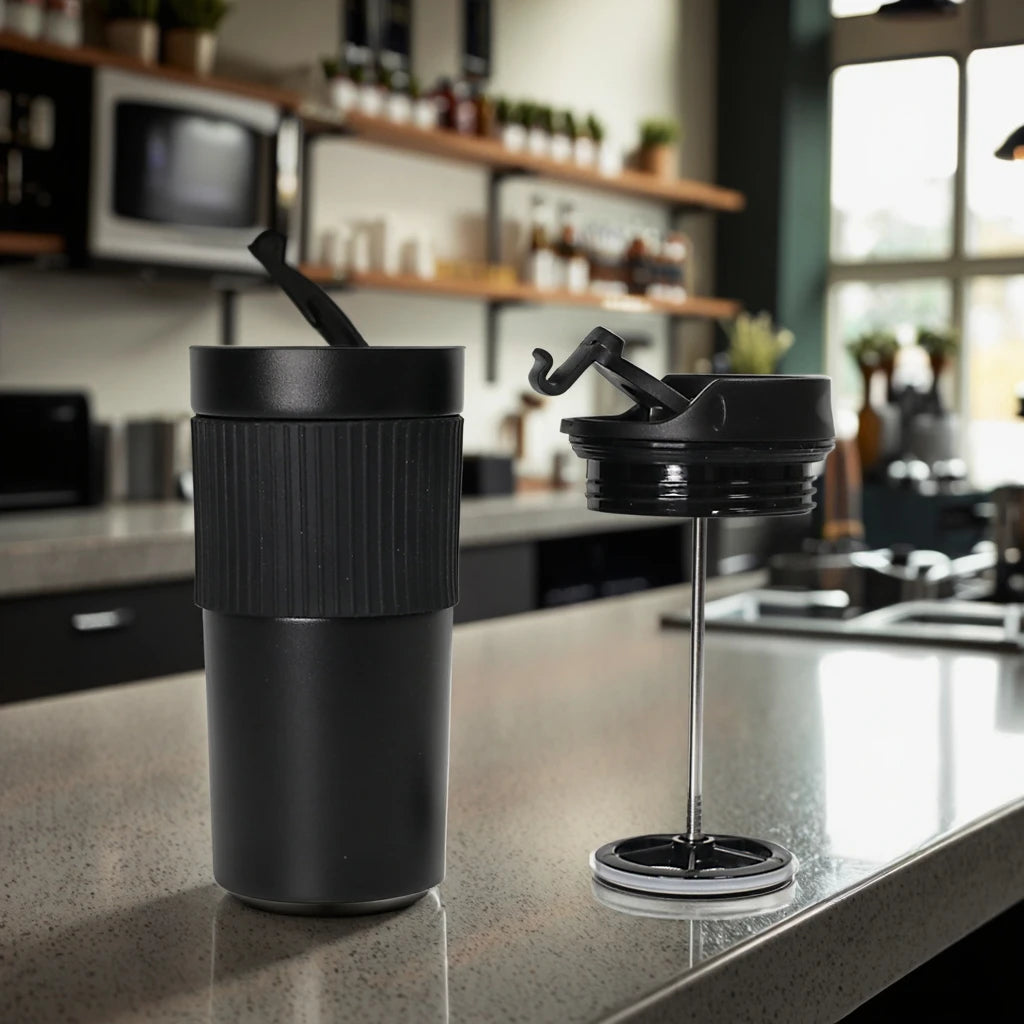 France 16oz Double Wall Vacuum Stainless Steel Coffee Tumbler Non-Slip Silicone Sleeve Leakproof Flip Office Cup