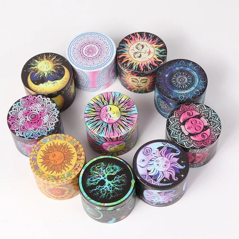 Erliao 50mm Metal Zinc Alloy Herb Grinder Hot Selling 4-Layer Flat Free Type Frosted Technics Customizable Logo Tobacco Grinding