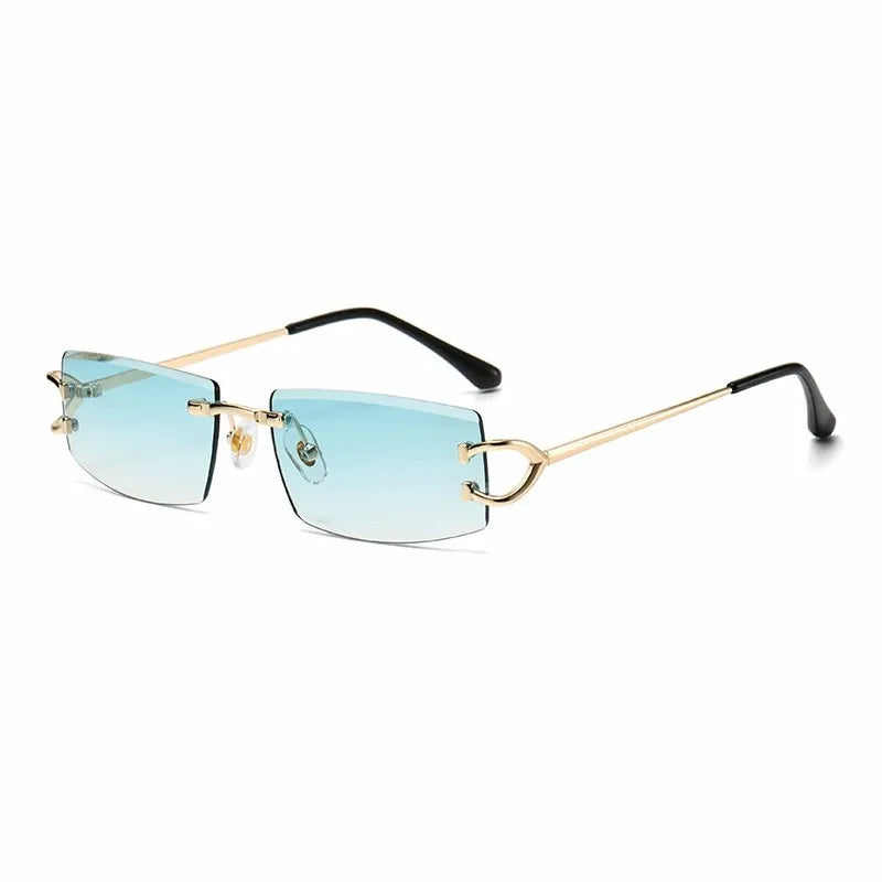 STORY DF6078 Retro Frameless Cut Edge Sunglasses Women Designer Small Frame Shades Rimless Rectangle Luxury Metal Sun Glasses