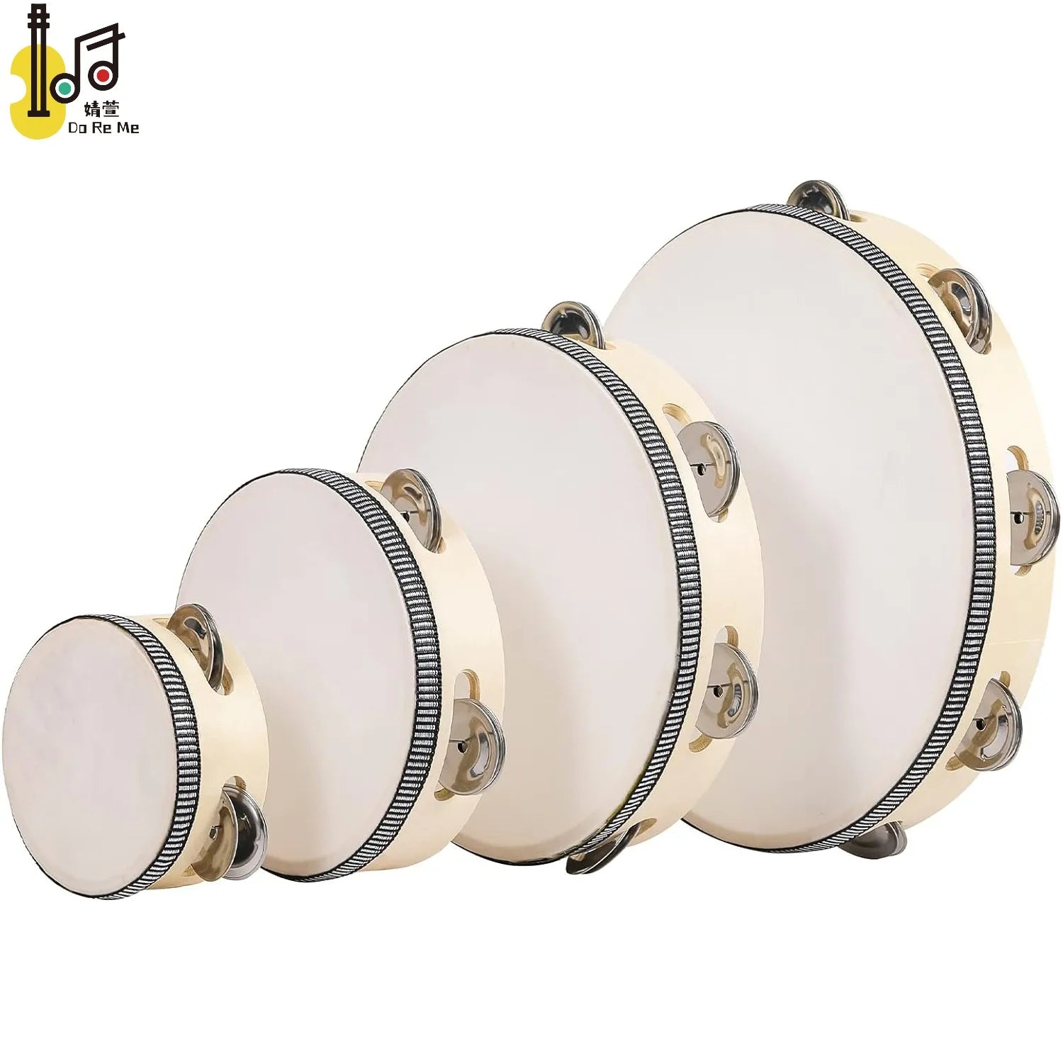 4" Custom Small Mini Artificial Skin Tambourine Percussion for Children Music Instruments for Children or Wedding Party