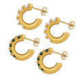 Fashionable New Stainless Steel C Shaped Zircon Earrings Colorproof Drop Shipping Design for Women Daily and Party Wear