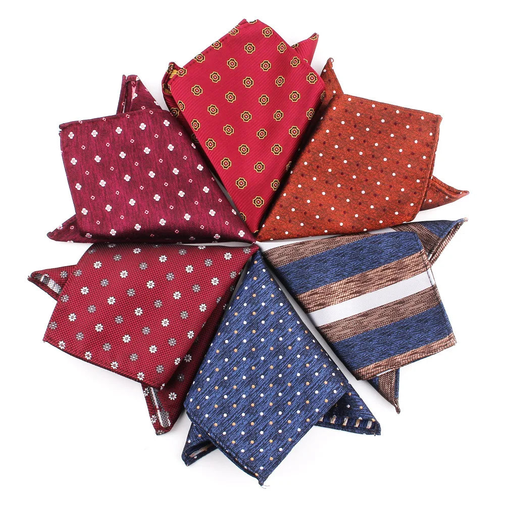 Red Striped Wedding Men Pocket Square 23*23CM Big Large Silk Polyester Handkerchief Adult for Men