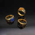 Hot Selling Titanium Steel 316 Stainless Steel Inlaid Glass Stone Masonic AG Retro Ring Green Gold Original Stone Ring for Men