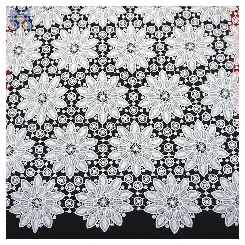 YX2438 Low Price Wholesale Price White Swiss Voile Lace Fabric White Water Soluble Handmade Embroidered Polyester Lace Fabric