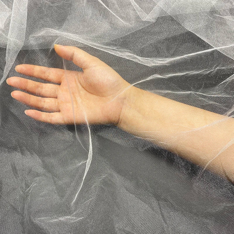 Wholesale 120\" White Wedding Tulle Fabric Diamond-Shining 100% Polyester Knitted Cheap for Kids and Girls
