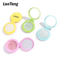 Cute Portable Pocket Small Travel Hair Brush Mirror Styling Tools Folding Massage Comb Cushion Paddle Vent Mini Pocket Mirror