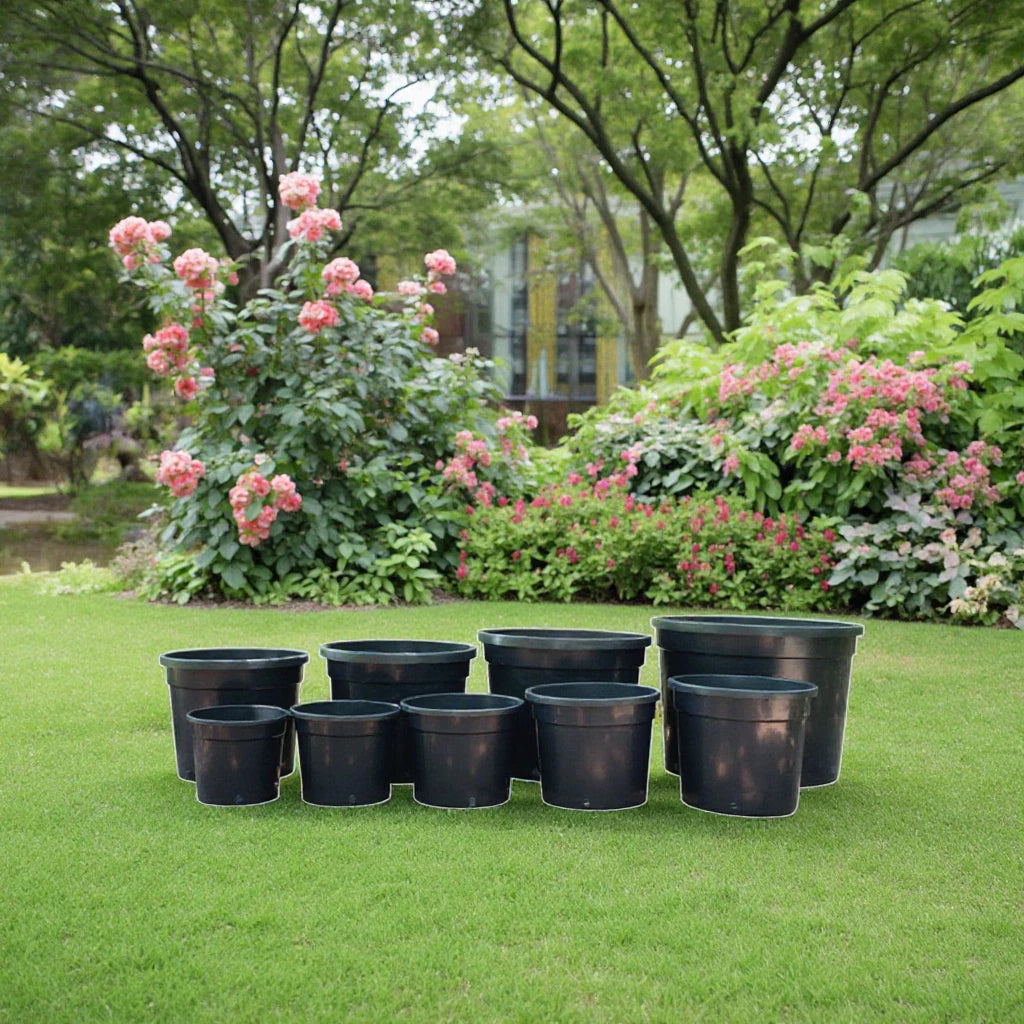 Indoor Extra Large Flower Panting Bucket Thickened Flower Planters Plastic Black Gallon Flower Pots