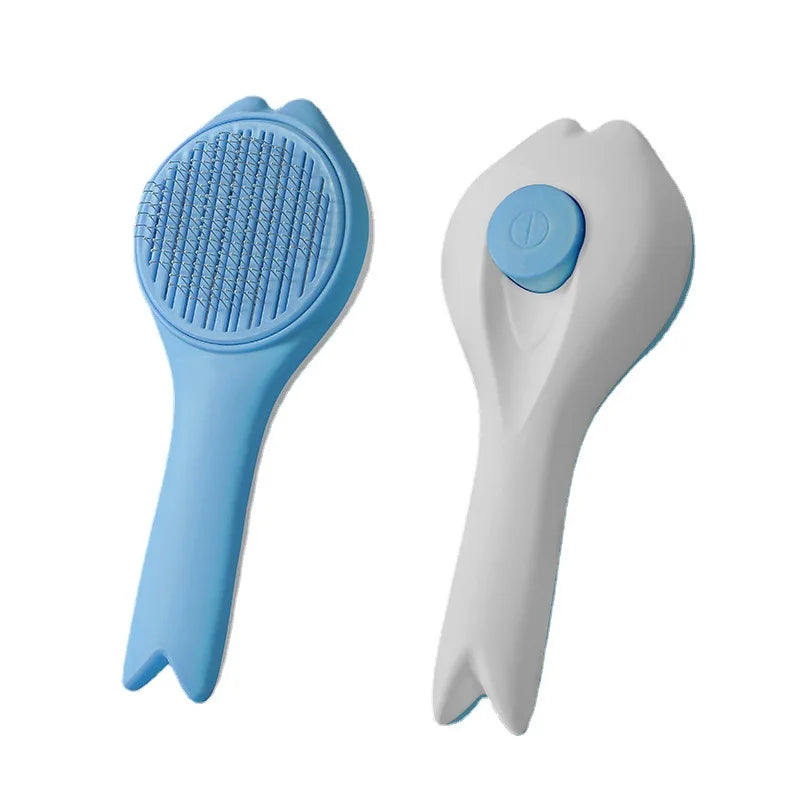 Stainless Steel Pet Grooming Brushes Rounded Ends Self-Cleaning Cat and Dog Hair Removal Comb for Shedding Hair