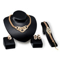 Go Party Fashion Dubai African Jewelry Women Necklace Earrings Bracelet Rings Four-Piece Alloy Crystal Bridal Wedding Parure
