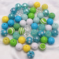 50pcs 20MM Opaque Mixed Color Solid Bubblegum Beads Plastic Acrylic Round Spacer Printed Beads for Jewelry Making