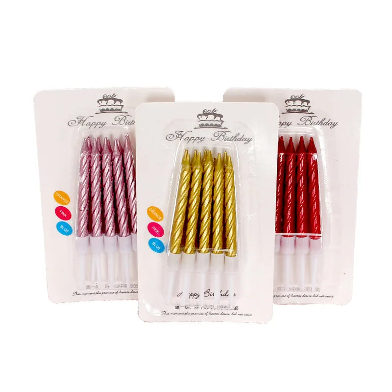 New Arrivals 5pcs Spiral Birthday Cake Candles Holders Candle Colorful Happy Birthday Wedding Decoration Candles Toppers