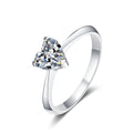 Fine Jewelry S925 Sterling Silver 1Carat Heart Shaped Moissanite Simple Trendy Women Valentine's Day Gift Love Heart Ring