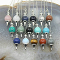 18mm Sphere Ball Hexagonal Conical Crystal Pendulum Meditation Amulet Chakra Gemstone Crystal Pendulum for Dowsing Divination