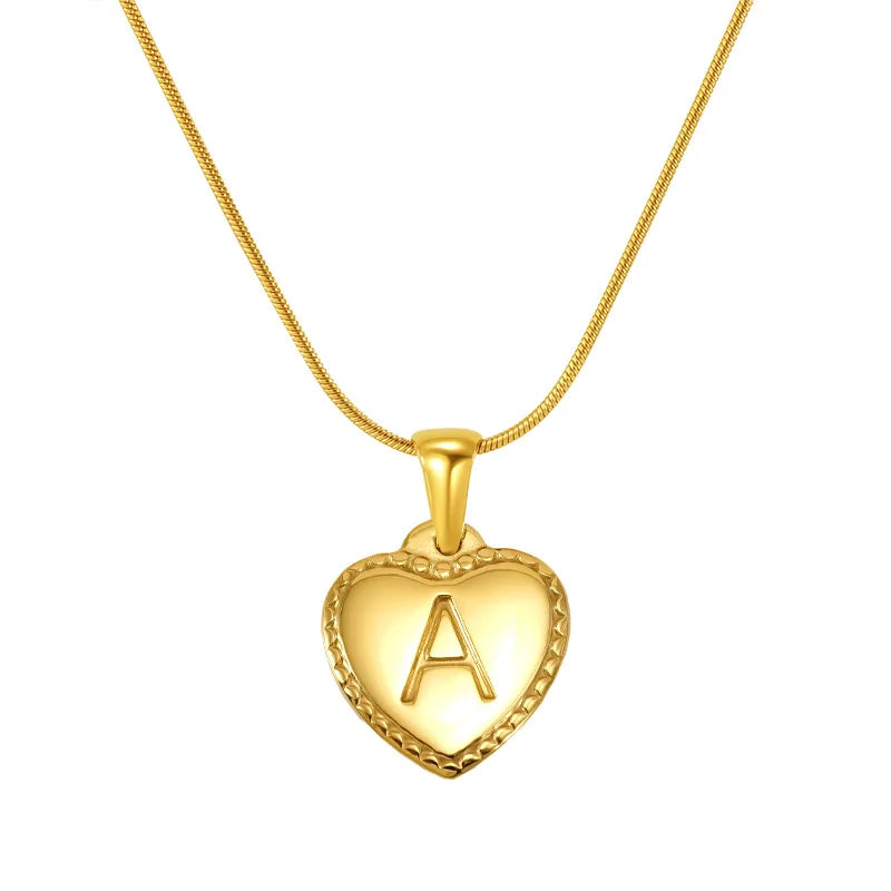 A-Z Alphabet Pendant Choker Necklace for Women Gold Color Collares Long Stainless Steel Snake Trendy Initial Letter Name