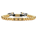 MIENTER 18k Gold Plated Crown Charms Bracelets for Women Men Fashion Brass Beaded Adjustable Bracelet