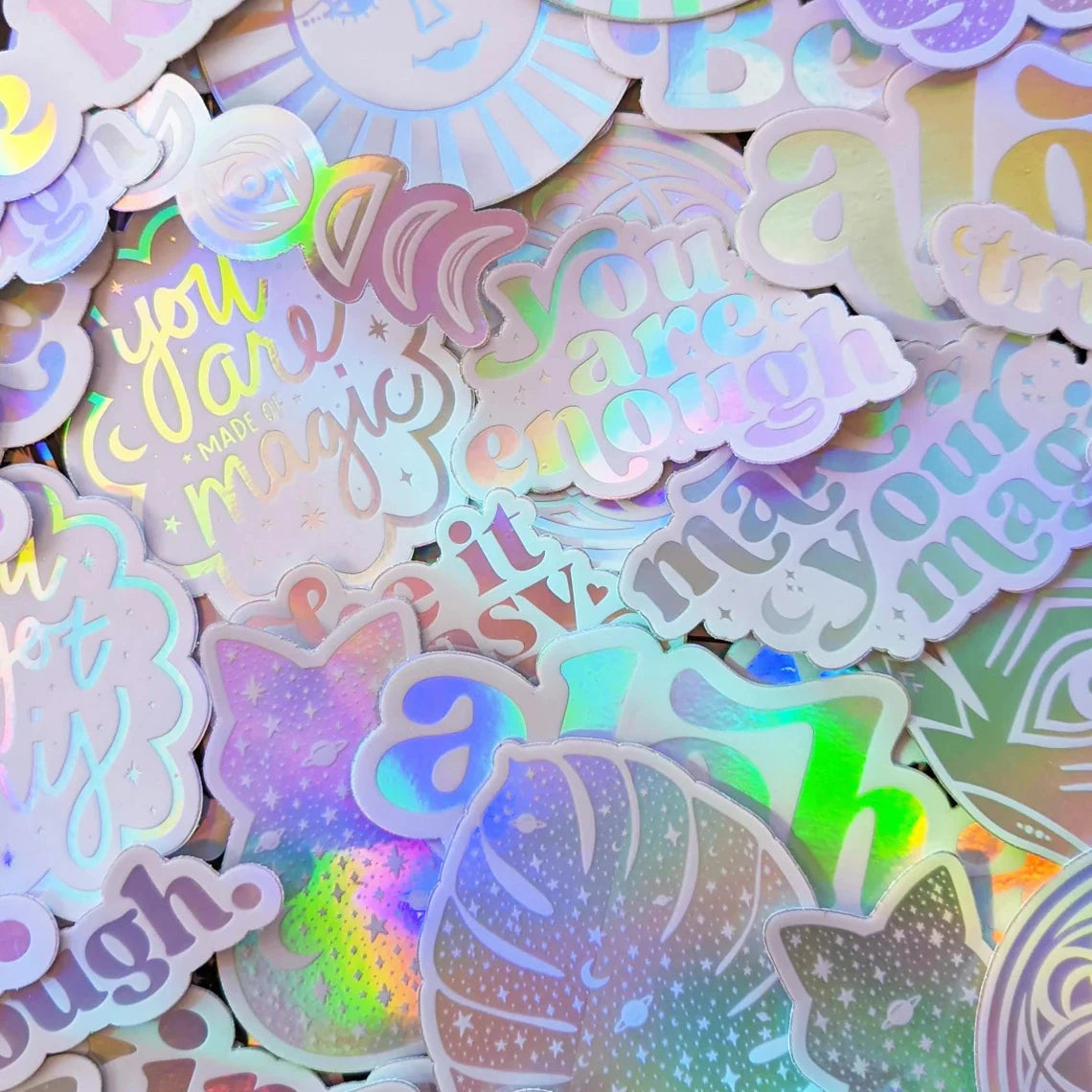 Custom Die Cut Brand Rainbow Film Holographic Vinyl Logo Anime Adhesive Label PVC LOGO Hologram Sticker