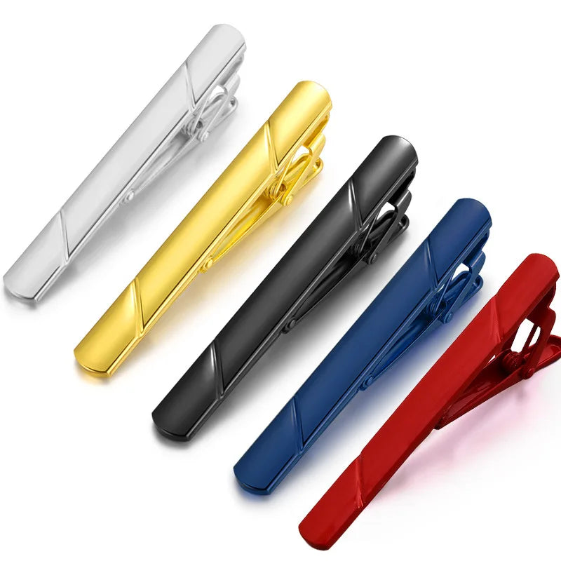 Black Gold Blue Gray Silver Tie Bar Set Elegant Style Brass Tie Clips for Men Luxury Box Gift Ideas for Regular Ties
