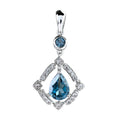 Elegant Rhodium Plated 925 Sterling Silver Natural London Blue Topaz Pendant for Women Fine Pendants