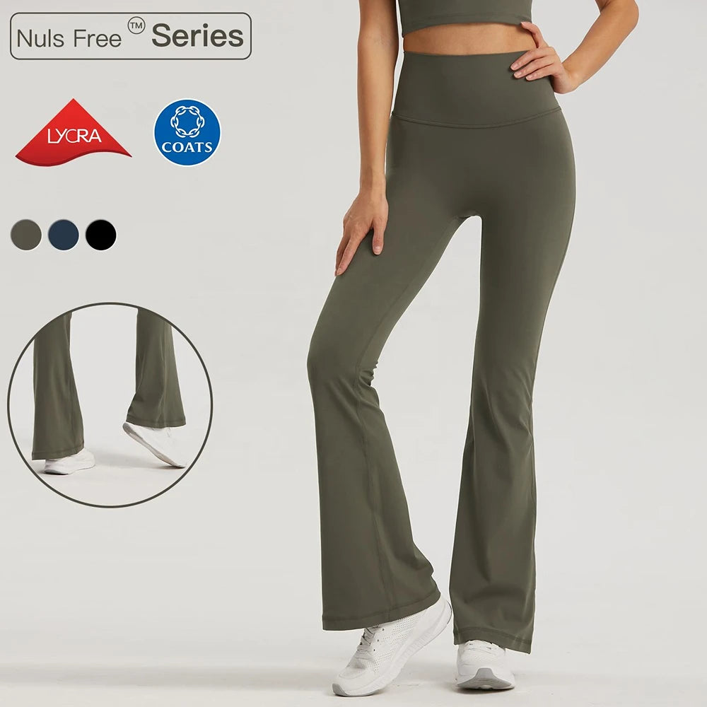 New Arrival High Quality Women's Sport Leggings Soft Compressive Flared Trousers Print High Waist Stretch Spandex Print Sport