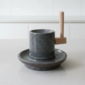 Wholesale Cheap Hand Made Manual Dark Grey Flour Spice Grain Rice Matcha Stone Mill with Wood Stand
