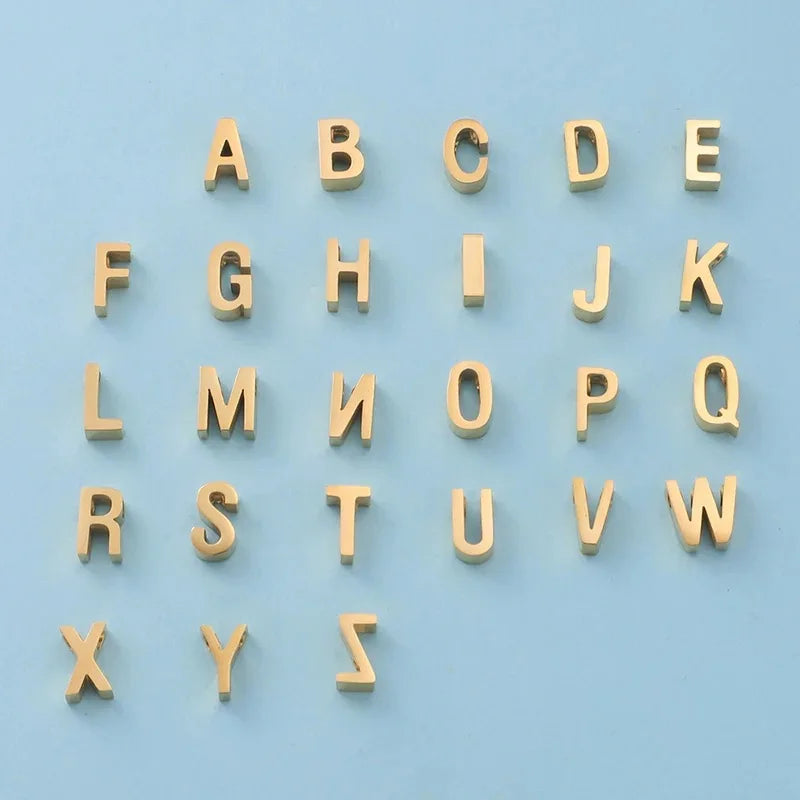 BASQUESUN  Stainless Steel Mirror Polished 26 English Letters 1.8mm Can Be Customized As DIY Pendant Accessories