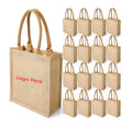 Wedding Portable Burlap Handbag Gift Bag Custom Logo Jute Tote Bag With Handle Blank Large Reusable Grocery Bags