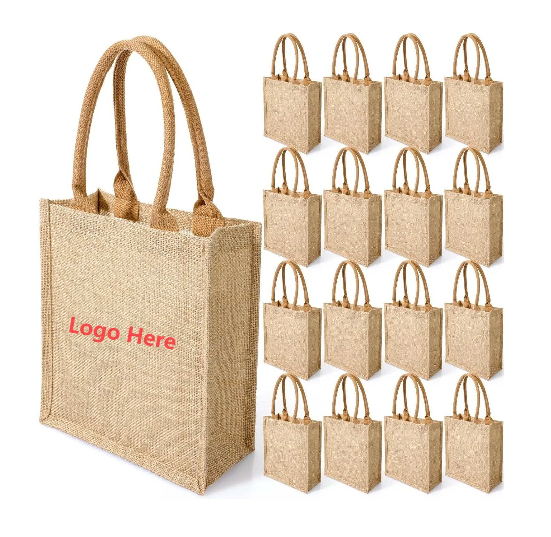 Wedding Portable Burlap Handbag Gift Bag Custom Logo Jute Tote Bag With Handle Blank Large Reusable Grocery Bags