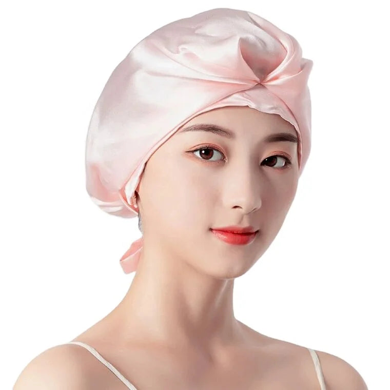100% Real Silk Sleep Cap for Women Hair Care Natural Silk Night Bonnet With Elastic Stay on Head