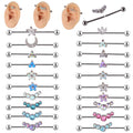 Gaby New  G23 ASTM F136 Titanium Cartilage Earring Opal  Flowers Shape 14G  Industrial Barbell  Piercing Titanium Body Jewelry