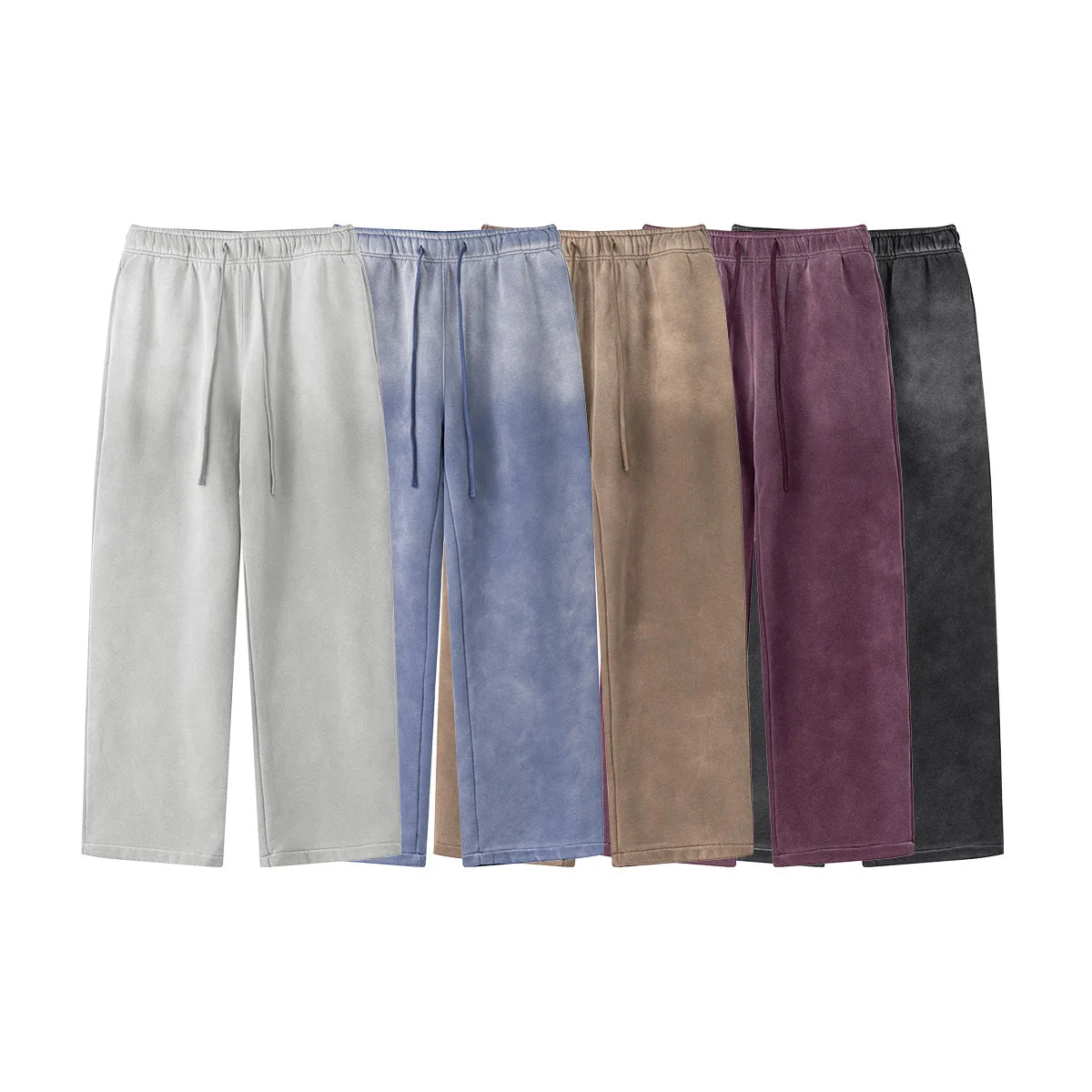 Custom Jogging Streetwear Sun Faded Jogger Blank  Heavyweight Acid Wash Fleece Wide Leg Bottom Thick Vintage Sweatpants