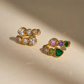 YF3920 Stainless Steel 18k Gold Plated Women Waterproof Colorful Peach Heart Spliced Zircon Ring Gift