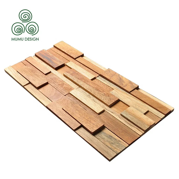 MUMU DESIGN  Wood Deck Tiles Mosaic Art Wood Paequet Wall Panel Wooden Mosaics