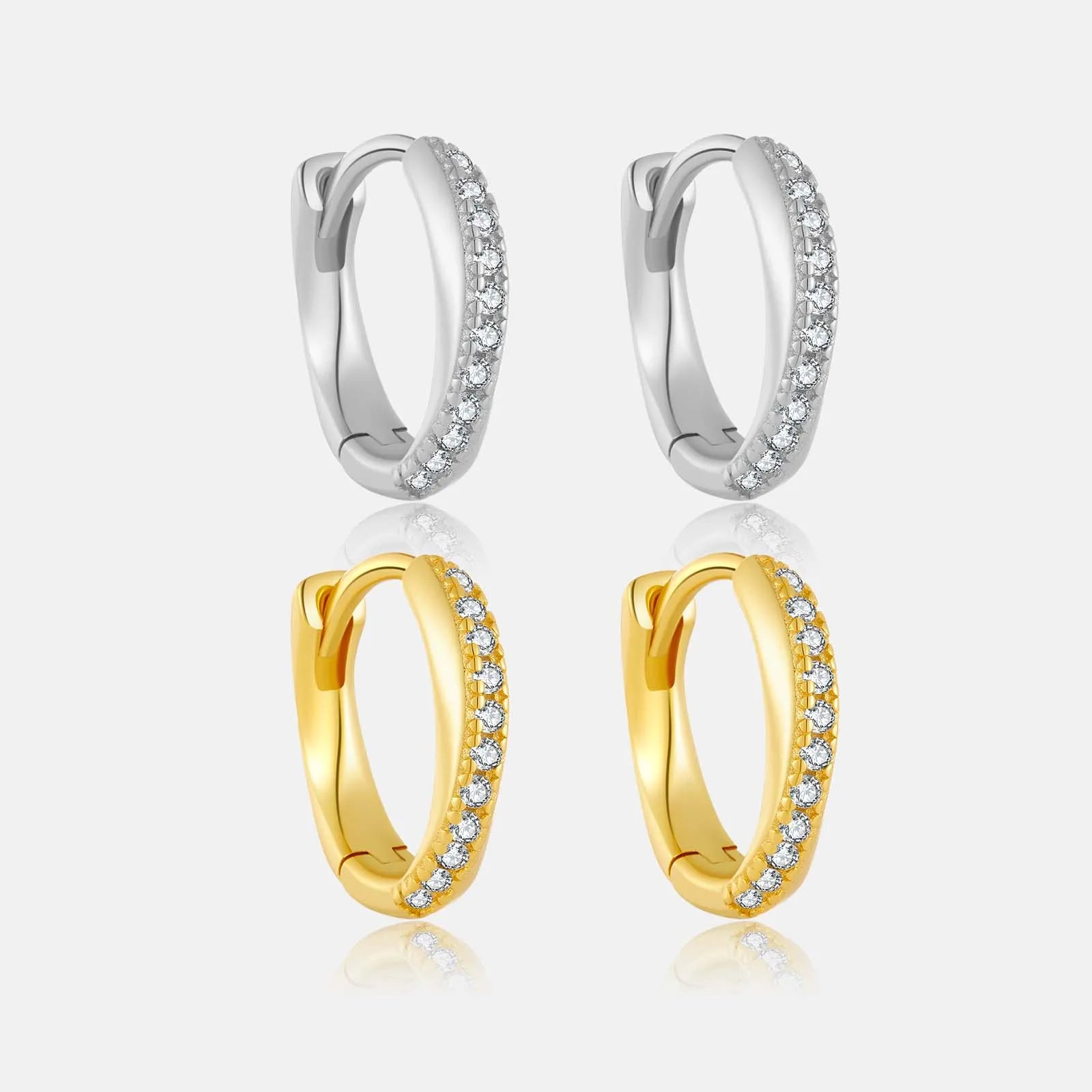FUAMAY Fashion 925 Sterling Silver Huggie Hoop Earrings Irregular Hoop Earrings Aretes With Zircon