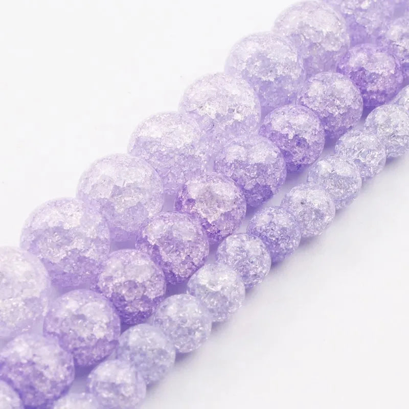 Wholesale 15 Inch Purple Cracked Quartz Crystal Stone Loose Beads for DIY Jewelry Accessories MegaBDM