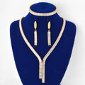 Luxury Jewelry Women's Earth Tassel White Zircon Tennis Necklace Earrings Bracelet Set Sparkly Women's Jewelry