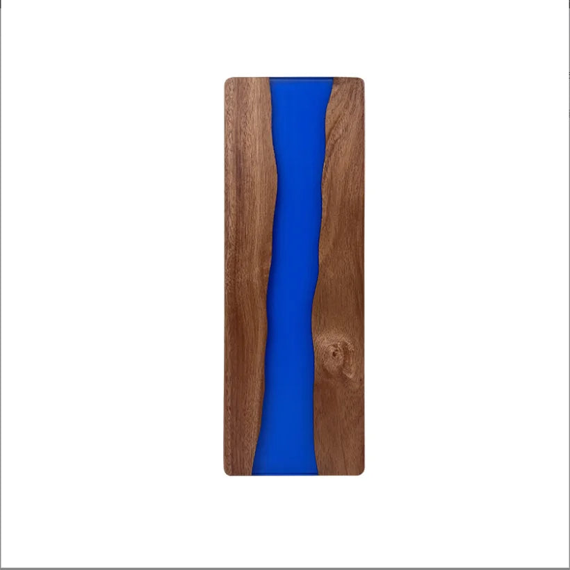 Long Rectangle Acacia Wood and Resin Chopping Cutting Board for Bread Fruit Vegetable Serving