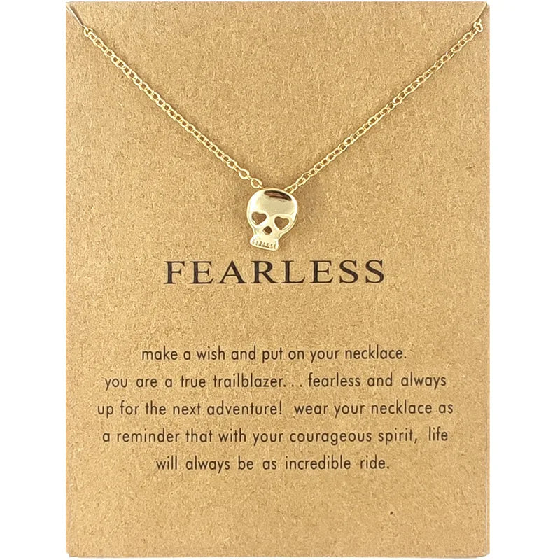 Factory Sale Greeting Card Necklace Heart Star Skull Necklace Trendy Gold Necklaces for Women Friendship Valentine's Gifts